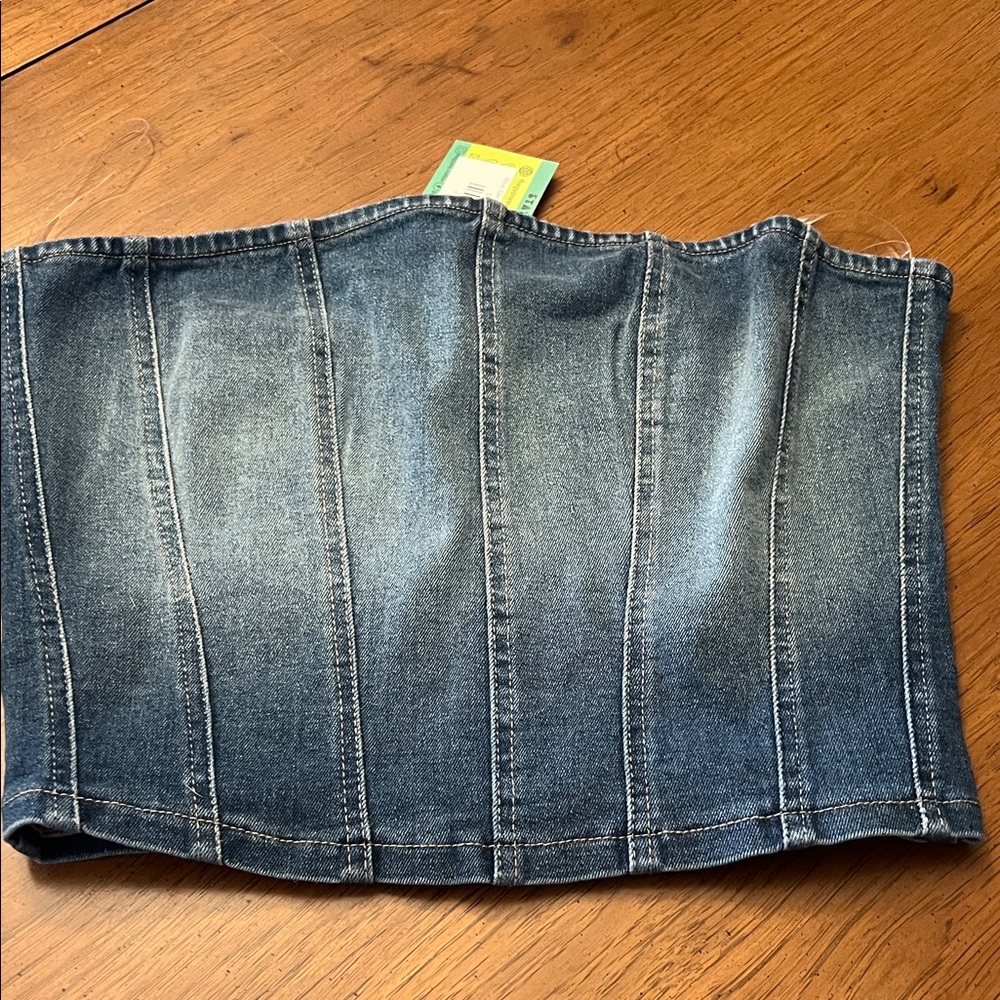 Blue denim corset